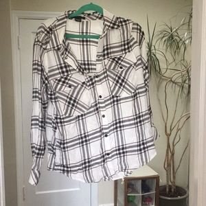 Sanctuary White Black and Baby Pink Flannel